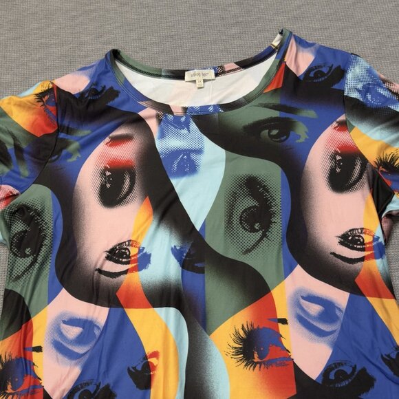 Urban Rose Womens Multicolor Graphic Print Bodysuit Short Sleeve Size 3X NWT - Picture 3 of 11